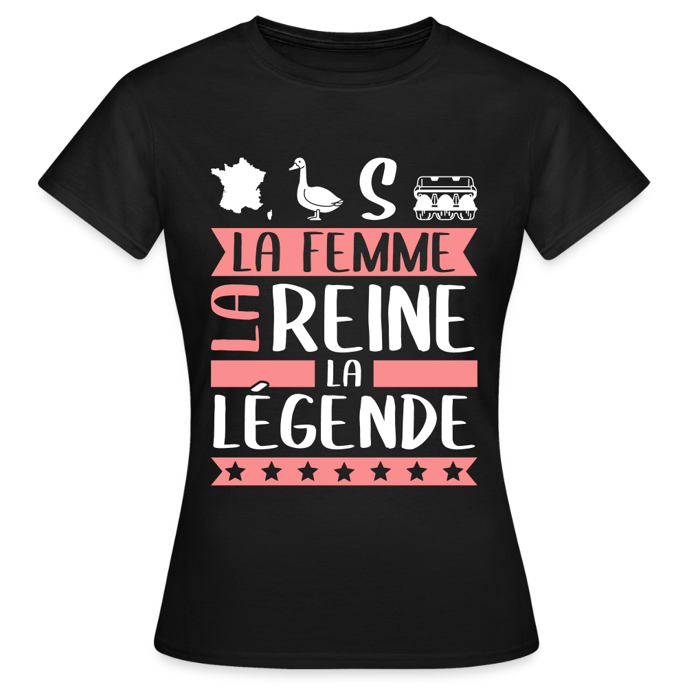 T-shirt femme Françoise rébus – La femme, la reine, la légende - noir