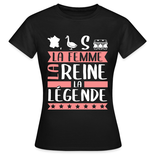T-shirt femme Françoise rébus – La femme, la reine, la légende - noir