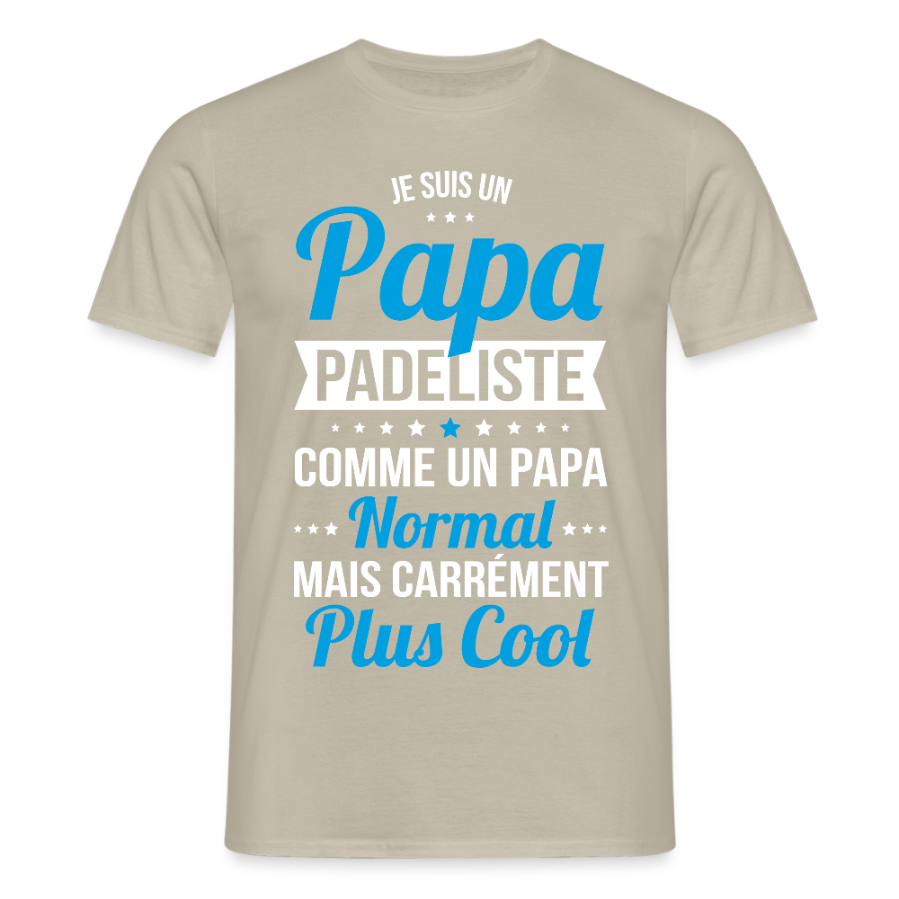 T-shirt Homme - Papa padeliste plus cool - beige sable
