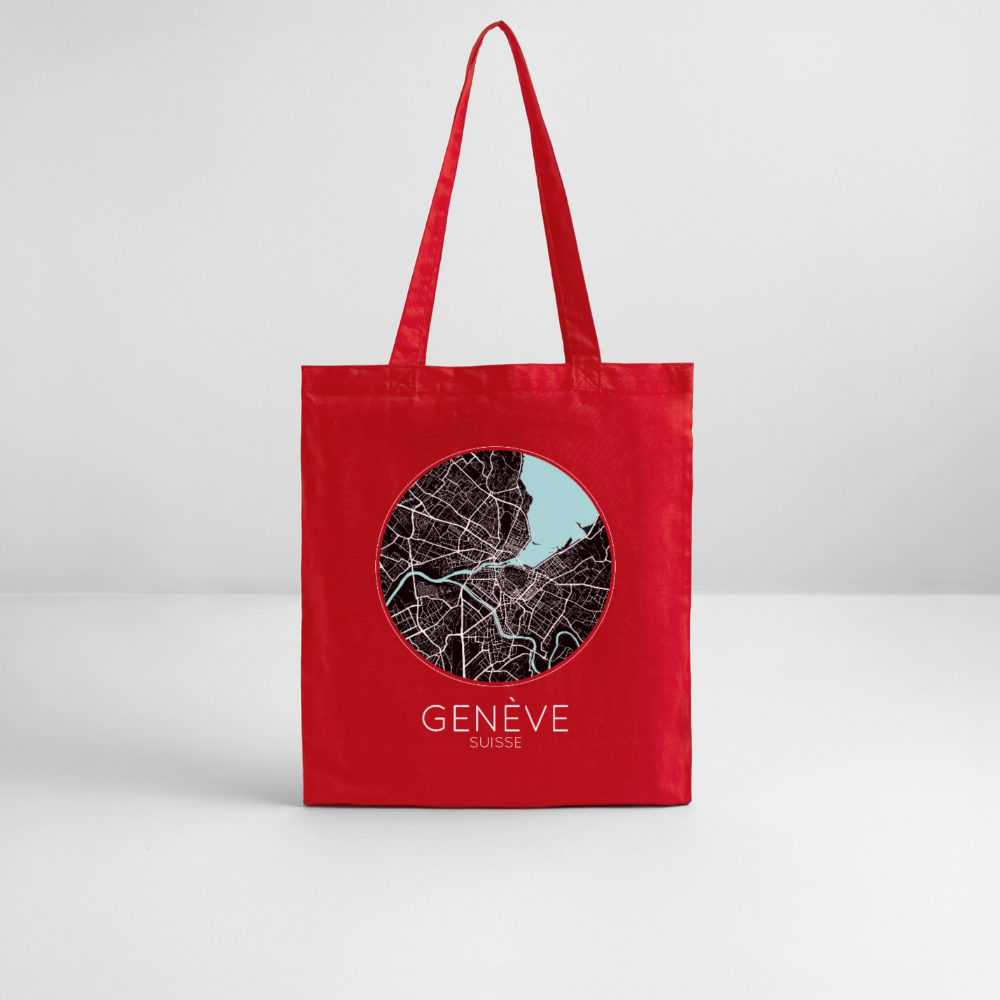 Tote Bag Genève Bio – Plan de Genève - rouge