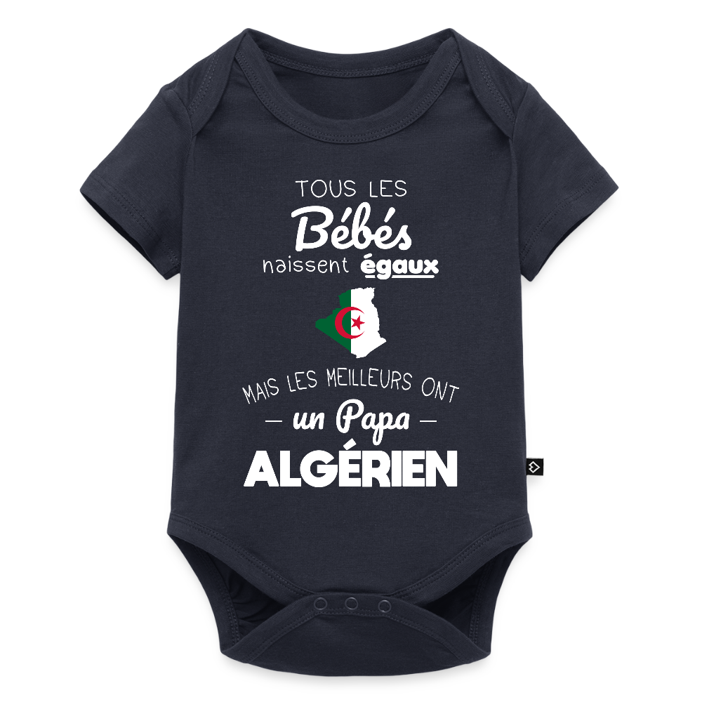 Body Bébé bio manches courtes - Les Meilleurs Ont Un Papa Algérien - bleu marine