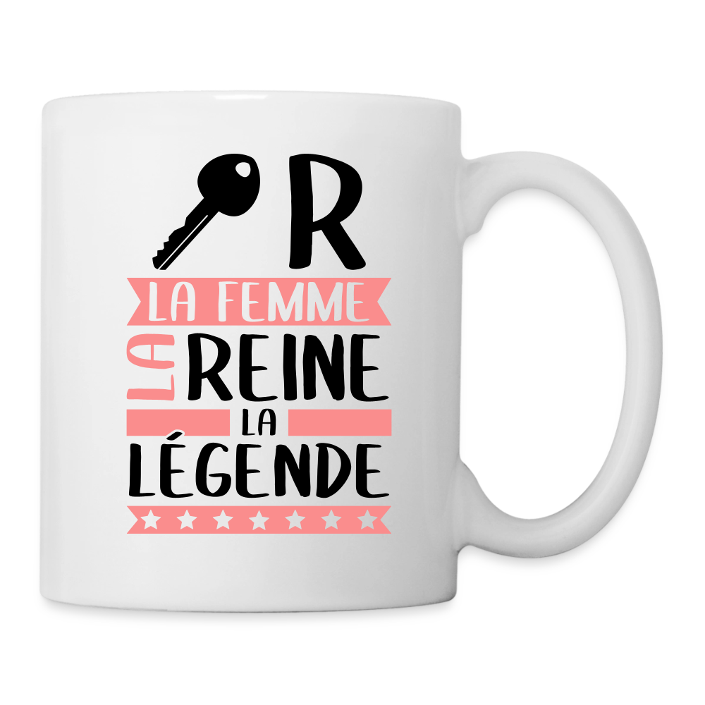 Mug blanc Claire rébus – La femme, la reine, la légende - blanc