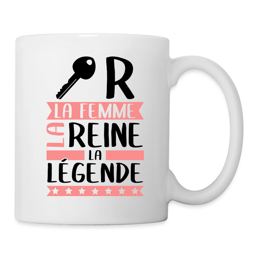 Mug blanc Claire rébus – La femme, la reine, la légende - blanc