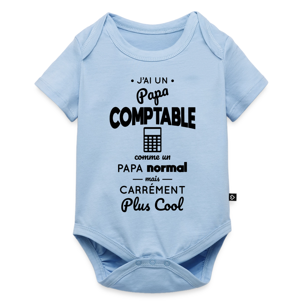 Body Bébé bio manches courtes - J'ai un papa comptable - bleu clair
