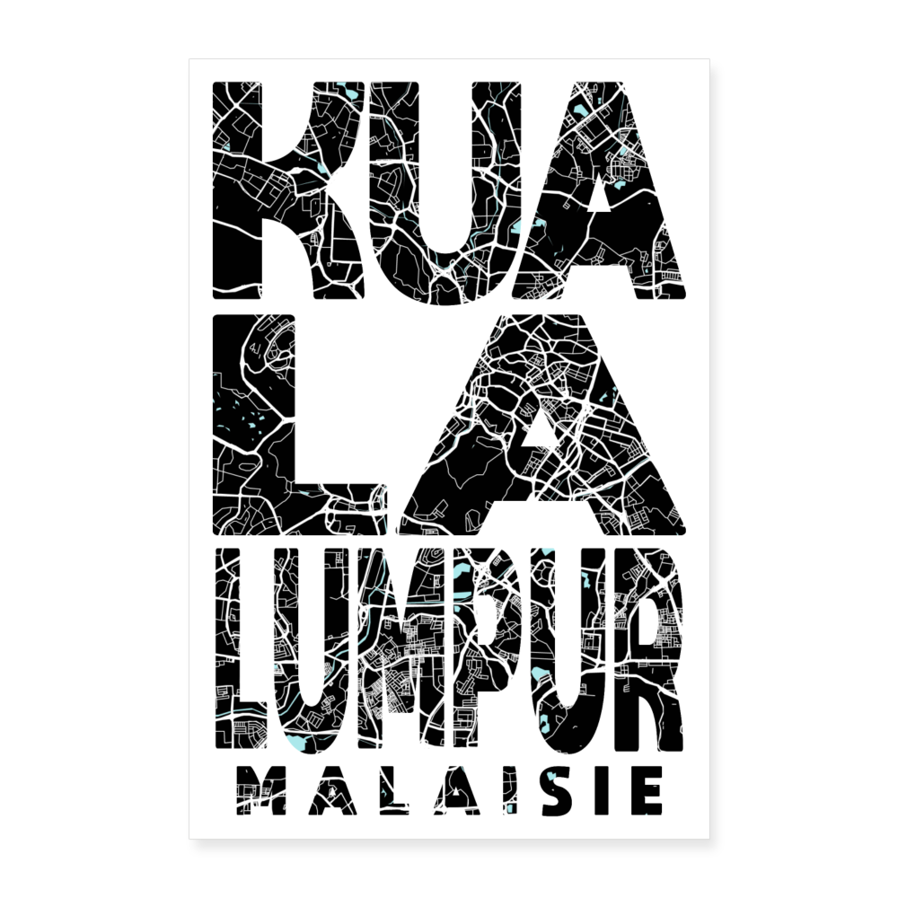 Poster Kuala Lumpur - Plan Kuala Lumpur - 40 x 60 cm - blanc