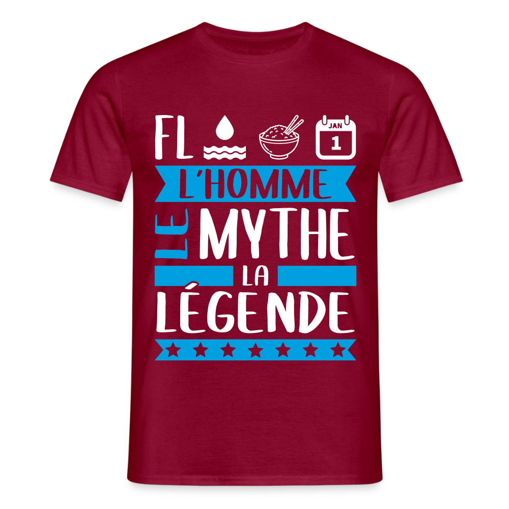 T-shirt homme Florian rébus – L’homme, le mythe, la légende - rouge brique