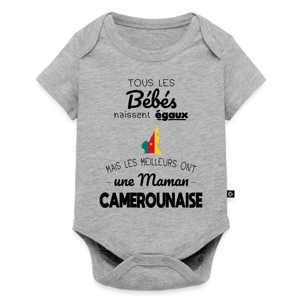 Body Bébé bio manches courtes - Les Meilleurs Ont Une Maman Camerounaise - gris chiné