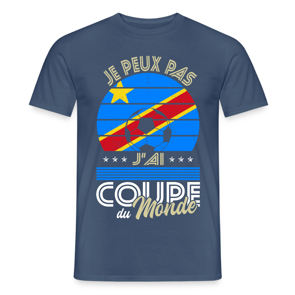 T-shirt Homme - Je peux pas j'ai Coupe du Monde - RD Congo - denim foncé