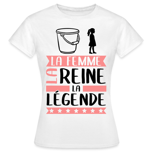 T-shirt femme coloris clair Sophie en rébus – La femme, la reine, la légende - blanc