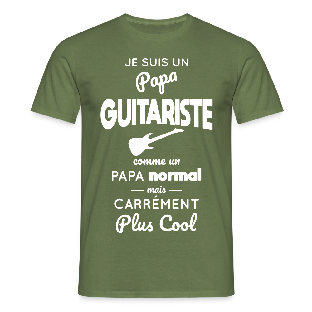 T-shirt Homme - Papa guitariste plus cool - vert militaire