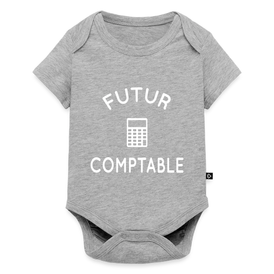 Body Bébé bio manches courtes - Futur comptable - gris chiné