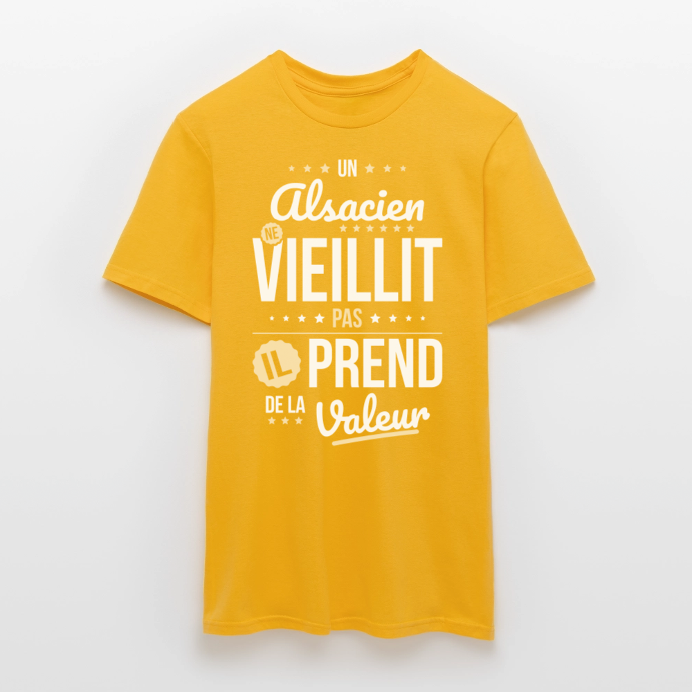 T-shirt Homme - Un Alsacien ne vieillit pas - jaune