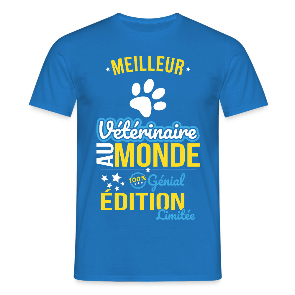 T-shirt Homme - Meilleur Vétérinaire au monde - 100% génial - bleu royal
