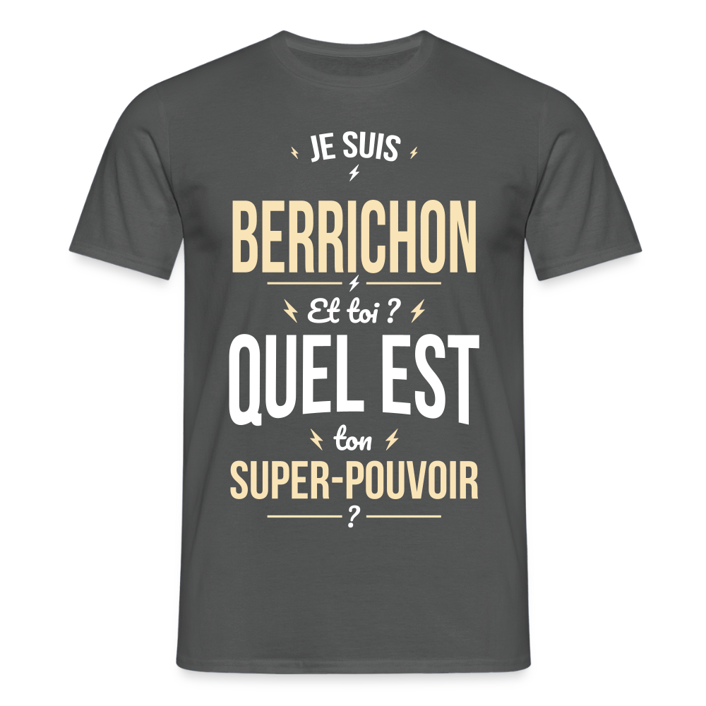 T-shirt Homme - Je suis Berrichon - Super-pouvoir - charbon