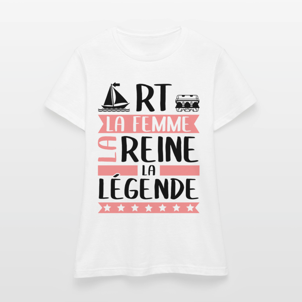 T-shirt femme coloris clair Marthe rébus – La Femme, la reine, la légende - blanc