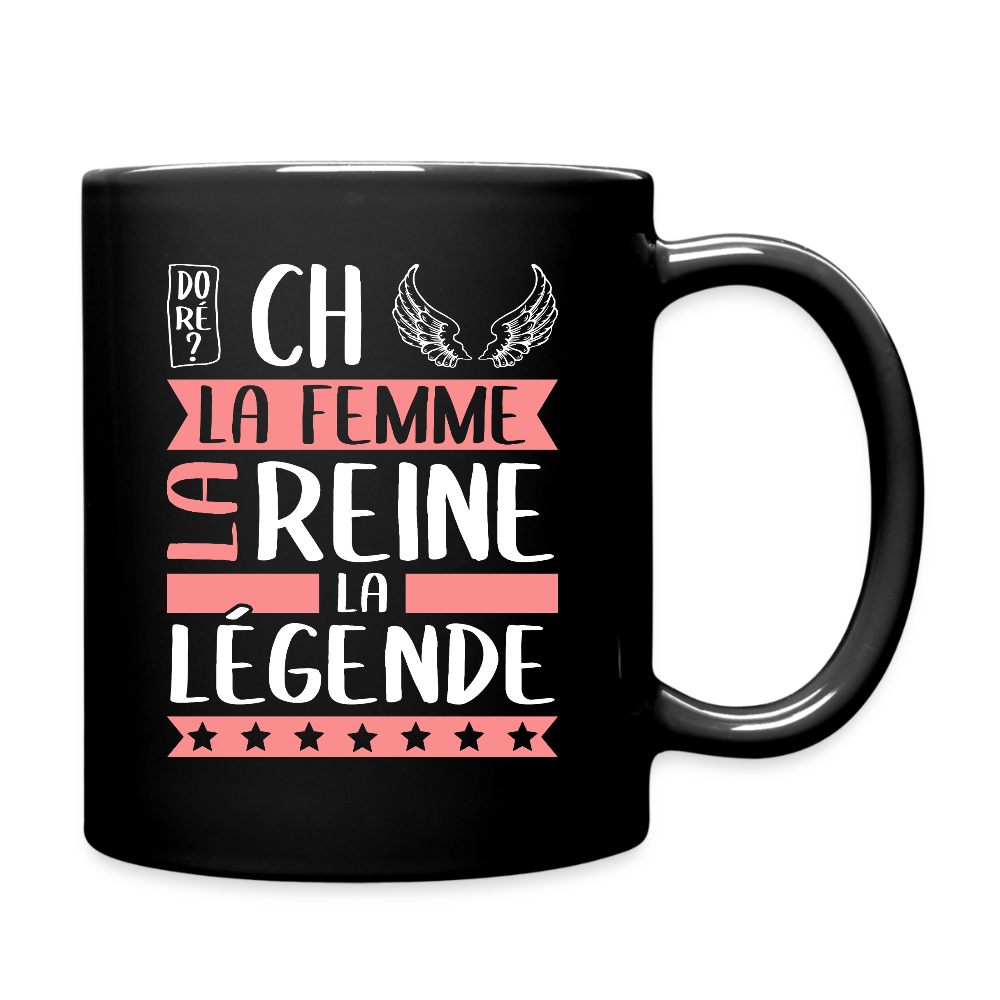 Mug uni Michèle rébus – La femme, la reine, la légende - noir