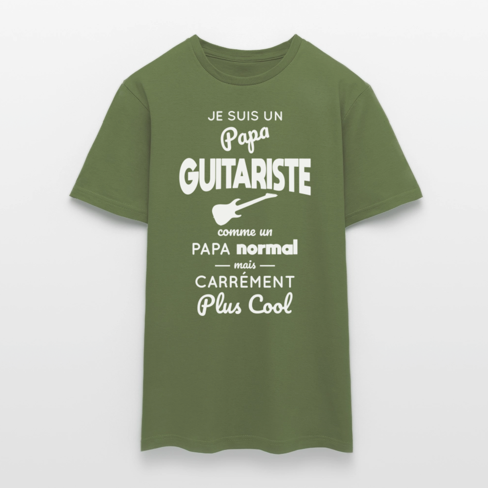 T-shirt Homme - Papa guitariste plus cool - vert militaire