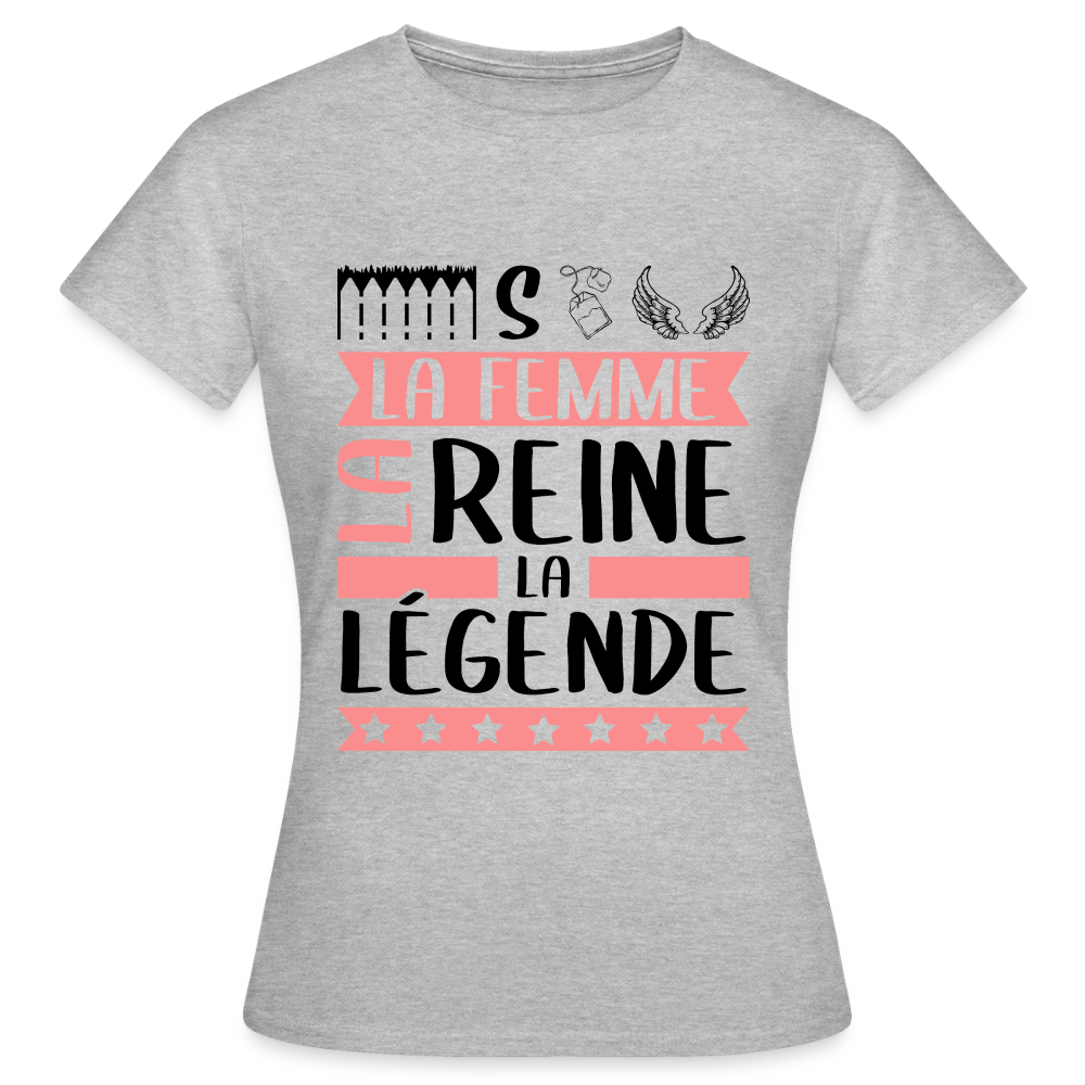 T-shirt femme coloris clair Estelle rébus – La femme, la reine, la légende - gris chiné