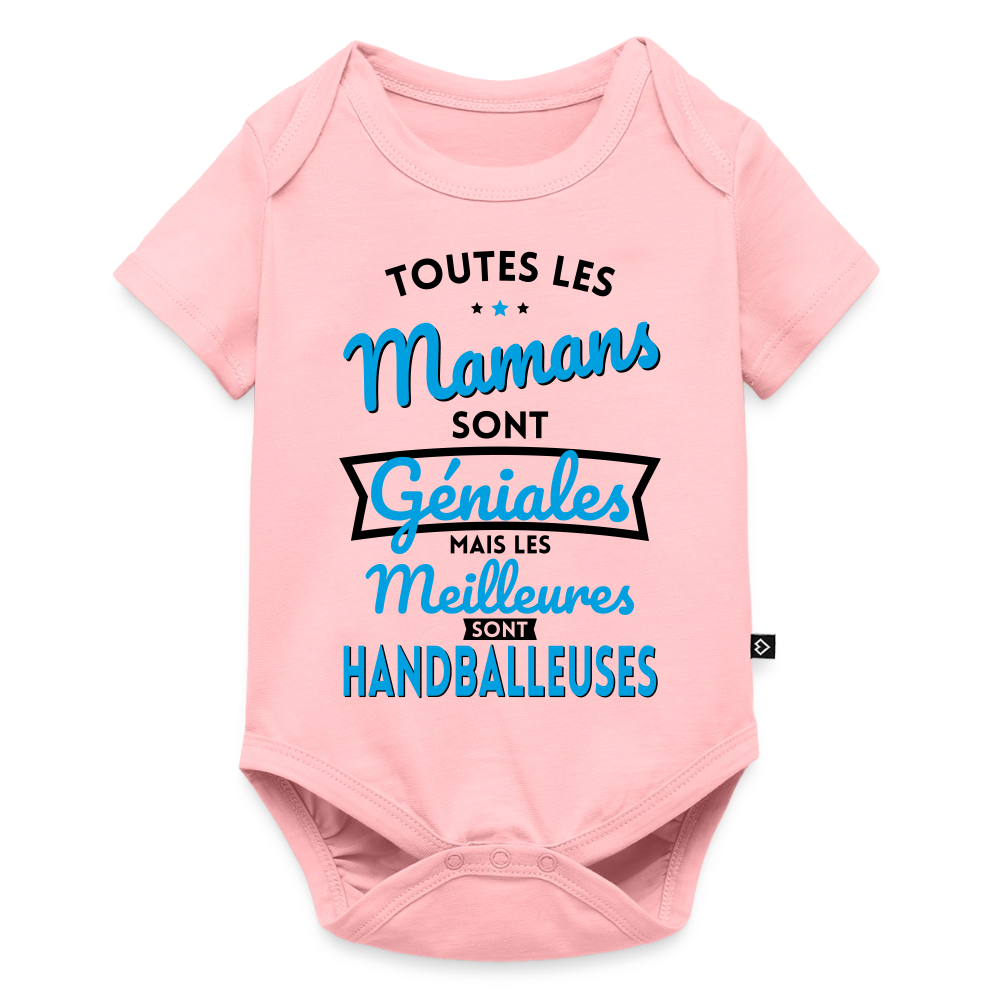 Body Bébé bio manches courtes - Mamans  géniales - Les meilleures sont handballeuses - rose