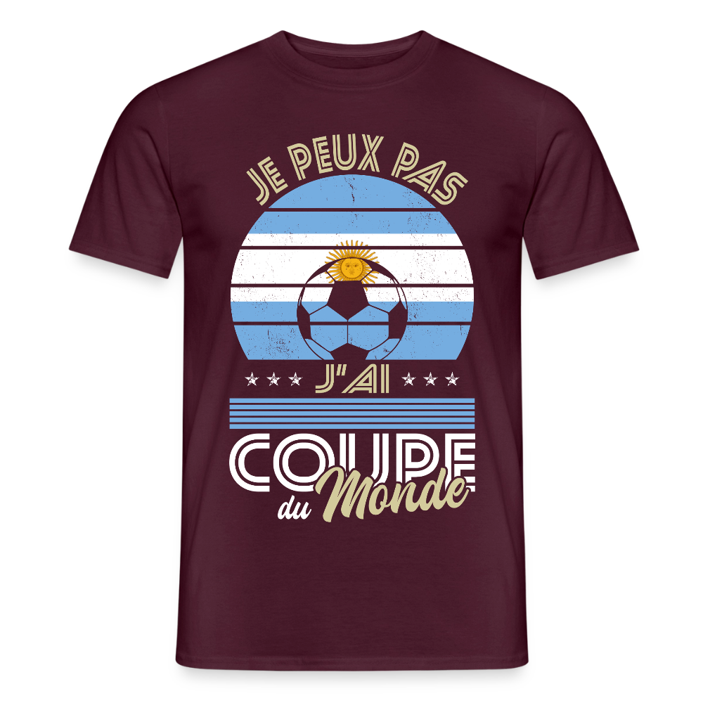 T-shirt Homme - Je peux pas j'ai Coupe du Monde - Argentine - rouge brique