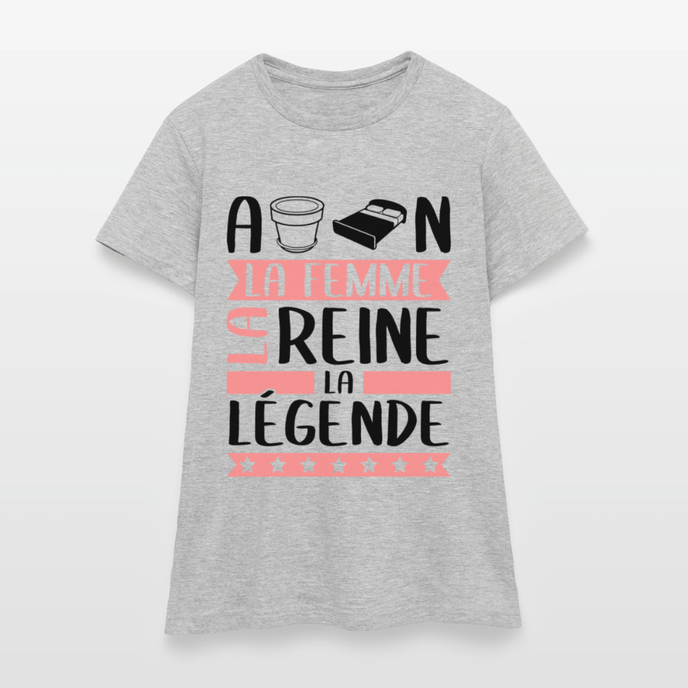 T-shirt femme coloris clair Apolline rébus – La femme, la reine, la légende - gris chiné