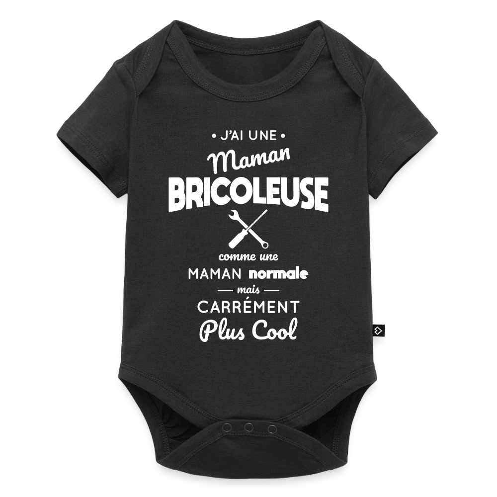 Body Bébé bio manches courtes - J'ai une maman bricoleuse - noir