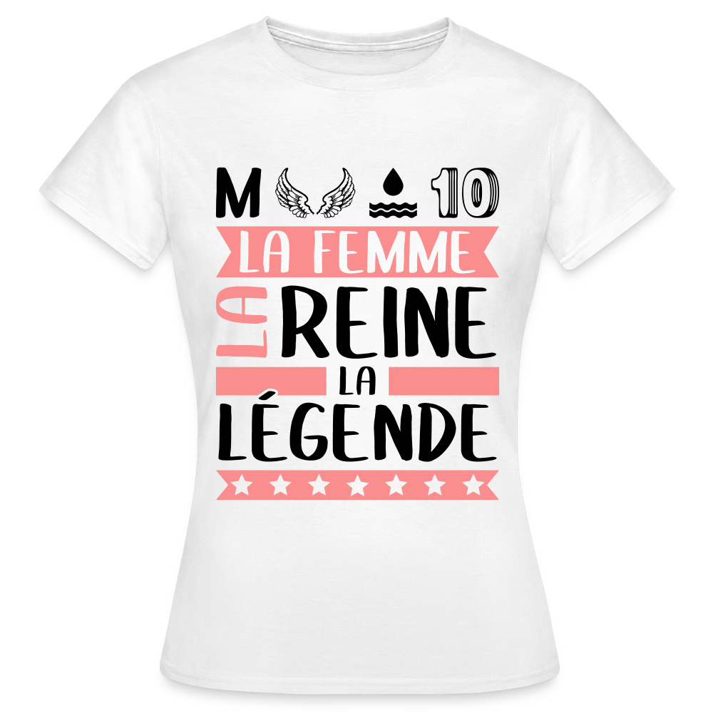 T-shirt femme coloris clair Mélodie rébus – La femme, la reine, la légende - blanc