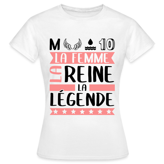 T-shirt femme coloris clair Mélodie rébus – La femme, la reine, la légende - blanc