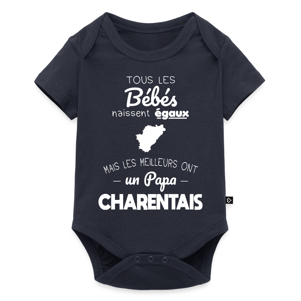 Body Bébé bio manches courtes - Les Meilleurs Ont Un Papa Charentais - bleu marine