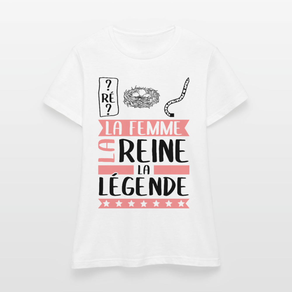 T-shirt femme coloris clair Dominique rébus – La femme, la reine, la légende - blanc