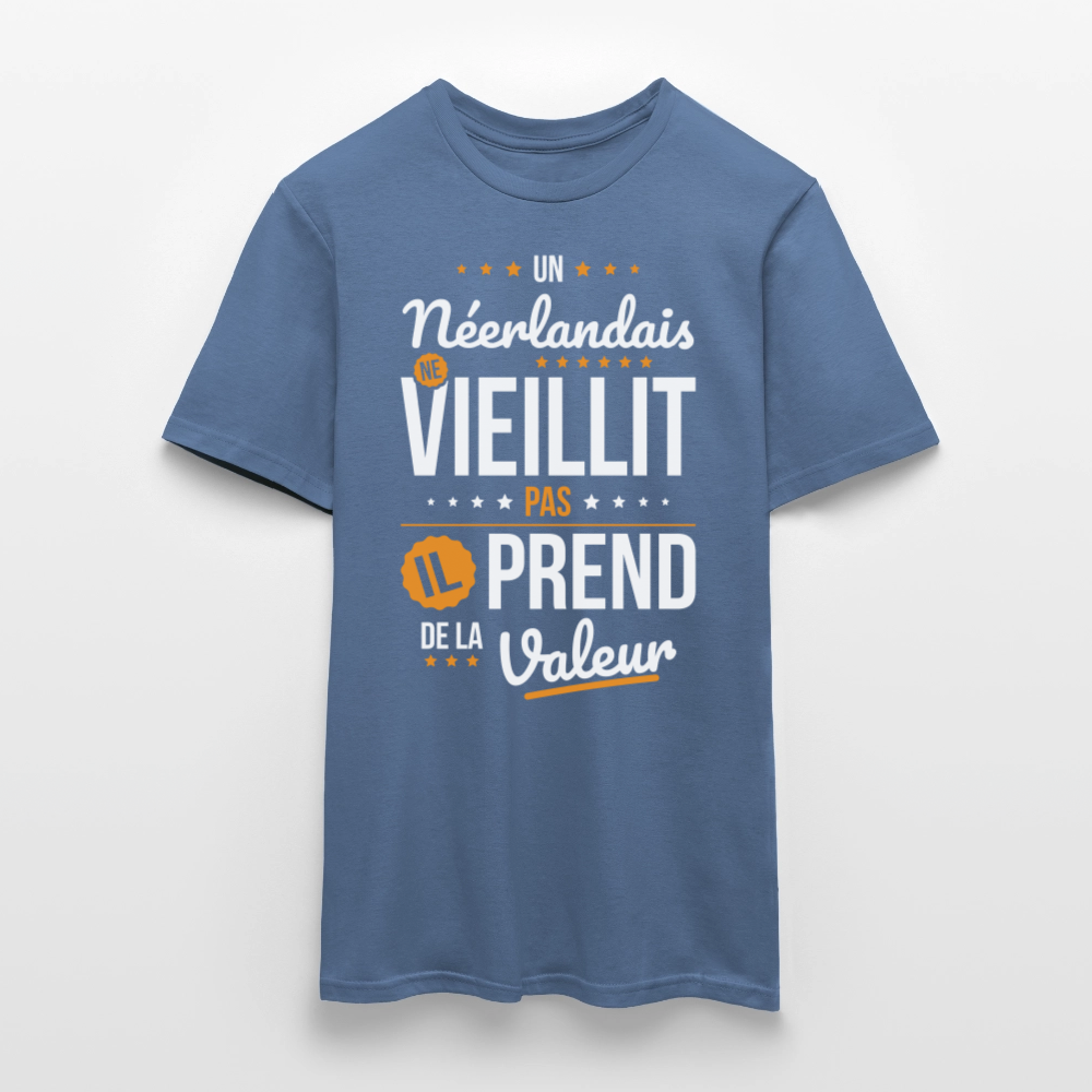 T-shirt Homme - Un Néerlandais ne vieillit pas - bleu pigeon 