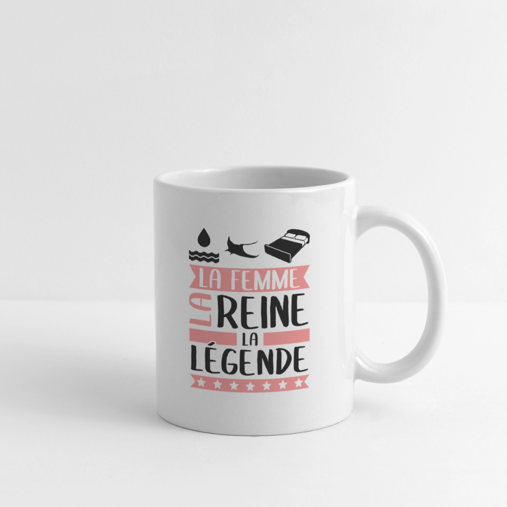 Mug blanc Aurélie rébus – La femme, la reine, la légende - blanc