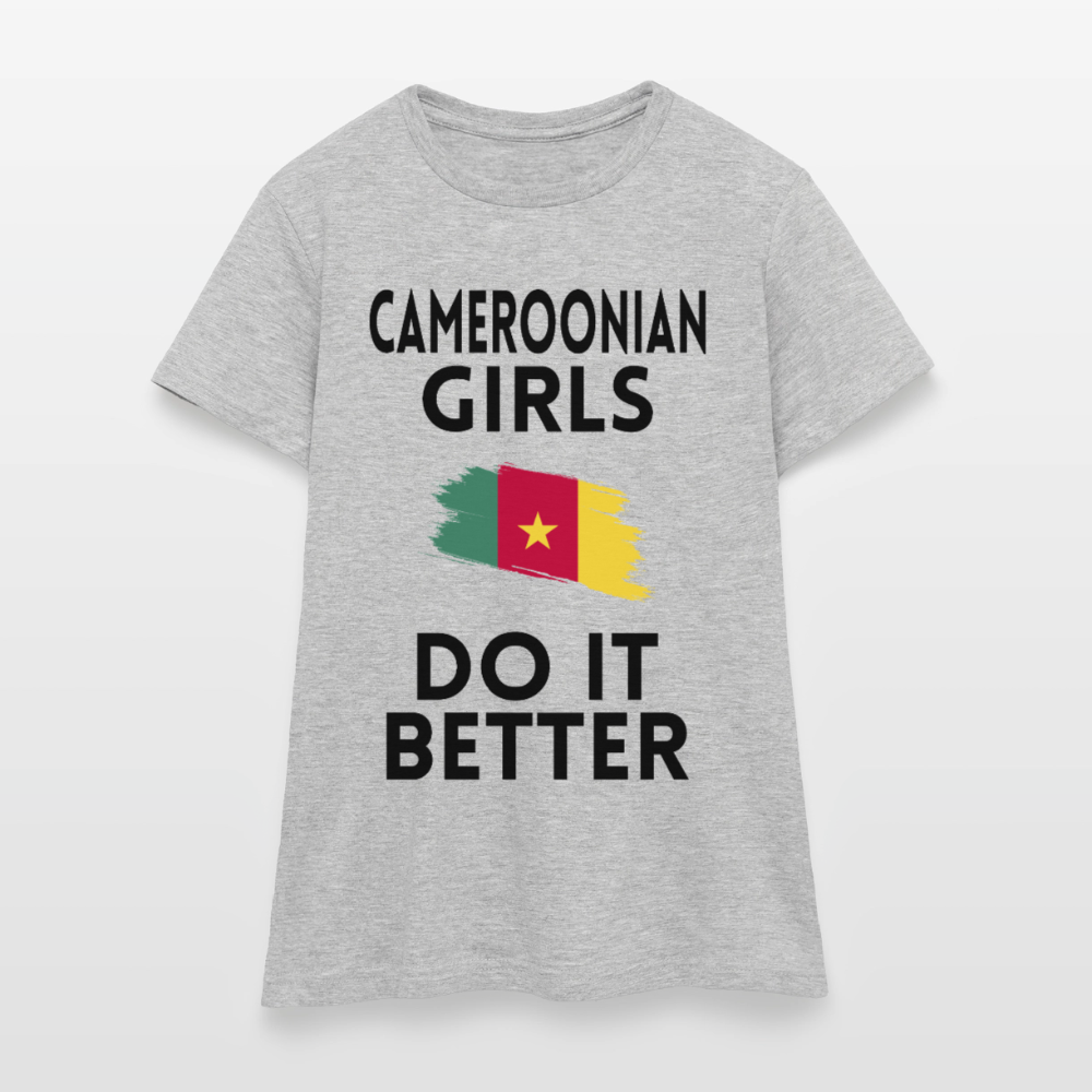 T-shirt femme coloris clair - Cameroonian Girls Do It Better - gris chiné