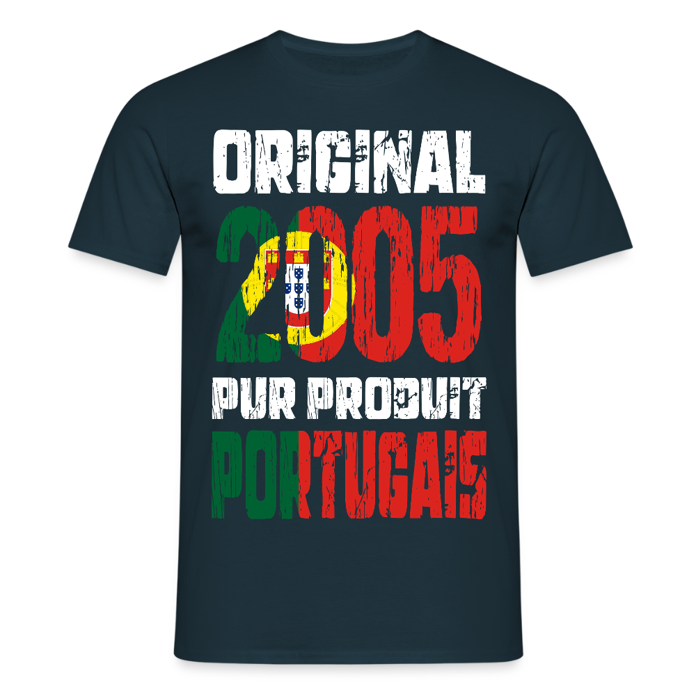 T-shirt Homme - Anniversaire 20 Ans - Original 2005 - Pur produit Portugais - marine