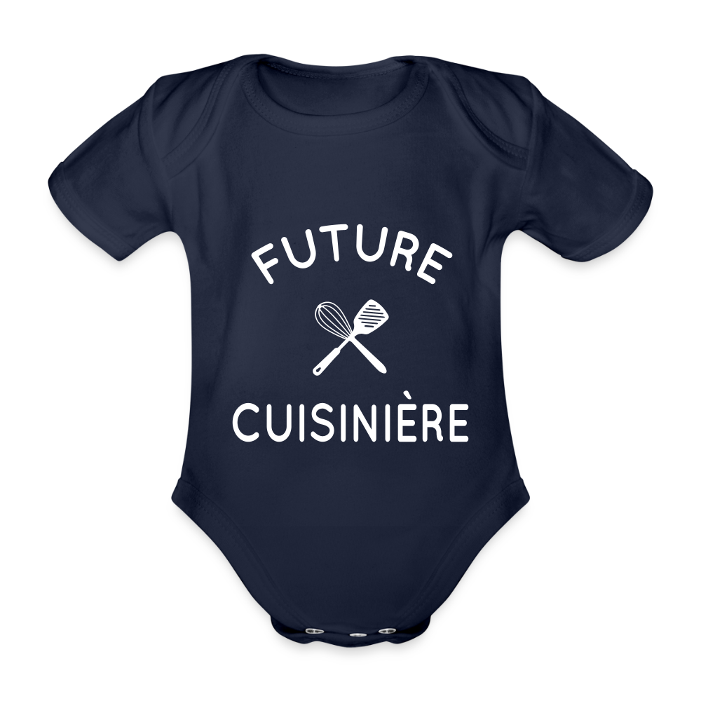 Body Bébé bio manches courtes - Future cuisinière - marine foncé
