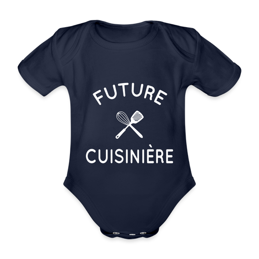 Body Bébé bio manches courtes - Future cuisinière - marine foncé