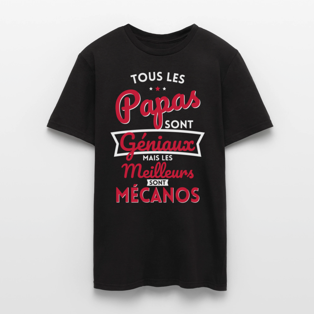 T-shirt Homme - Papas géniaux - Les meilleurs sont mécanos - noir