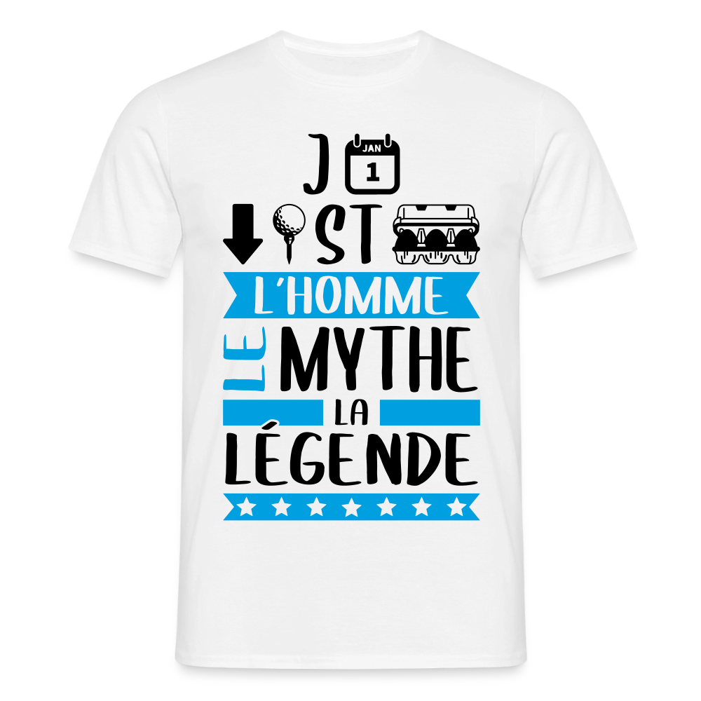 T-shirt homme coloris clair Jean-Baptiste en rébus – L’homme, le mythe, la légende - blanc