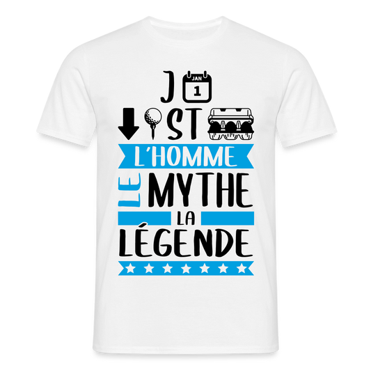 T-shirt homme coloris clair Jean-Baptiste en rébus – L’homme, le mythe, la légende - blanc