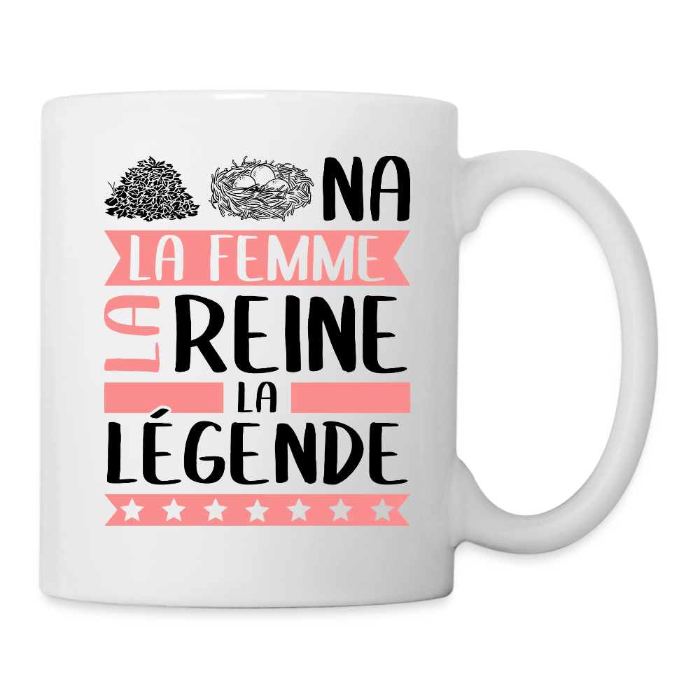 Mug blanc Tanina rébus – La femme, la reine, la légende - blanc
