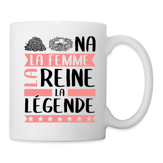 Mug blanc Tanina rébus – La femme, la reine, la légende - blanc