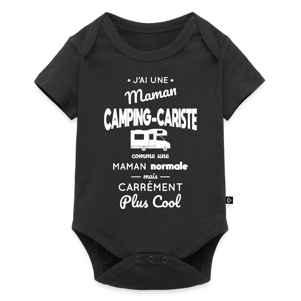 Body Bébé bio manches courtes - J'ai une maman camping-cariste - noir