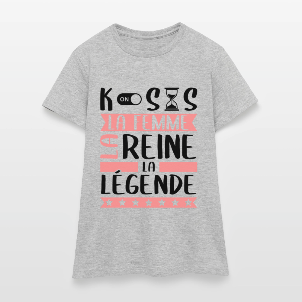 T-shirt femme coloris clair Constance en rébus – La femme, la reine, la légende - gris chiné