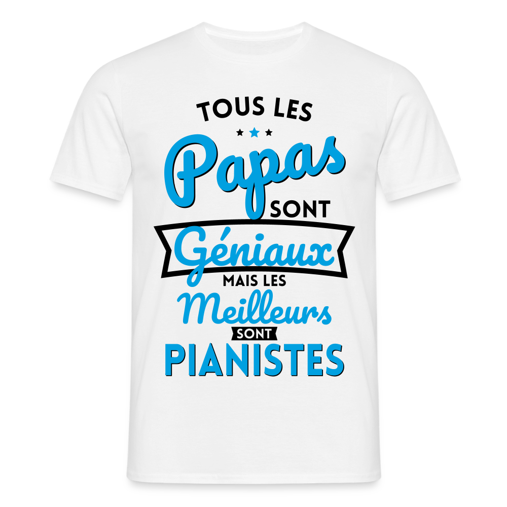 T-shirt Homme - Papas géniaux - Les meilleurs sont pianistes - blanc