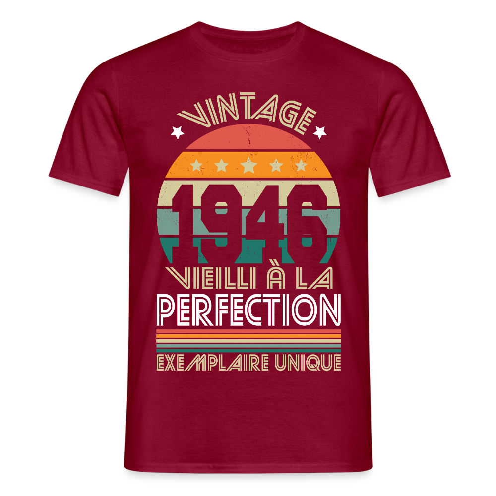 T-shirt anniversaire homme 80 ans – Vintage 1946 - rouge brique