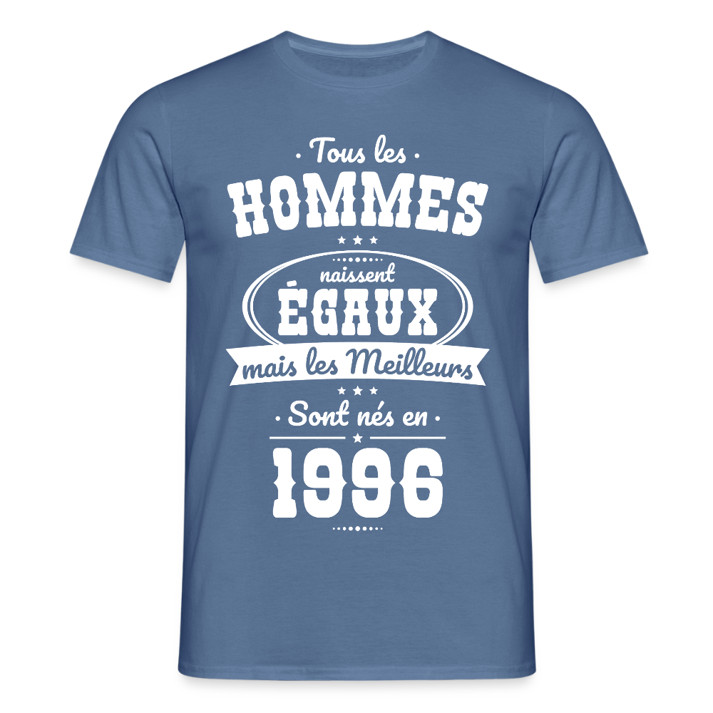 T-shirt anniversaire homme 30 ans – Les meilleurs sont nés en 1996 - bleu pigeon 