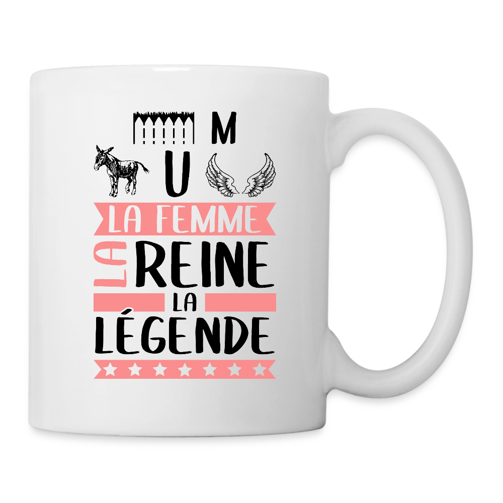 Mug blanc Emmanuelle rébus – La femme, la reine, la légende - blanc