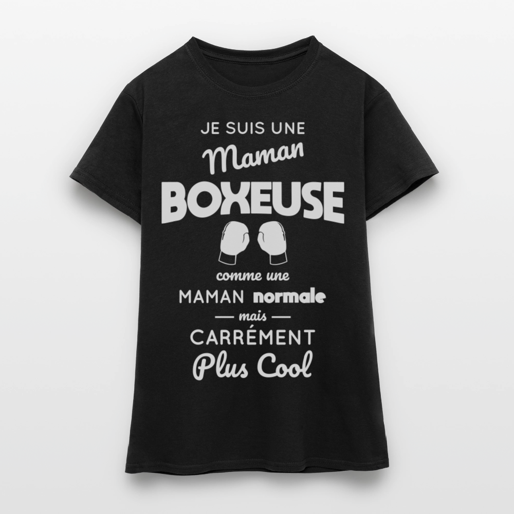 T-shirt Femme - Maman boxeuse plus cool - noir