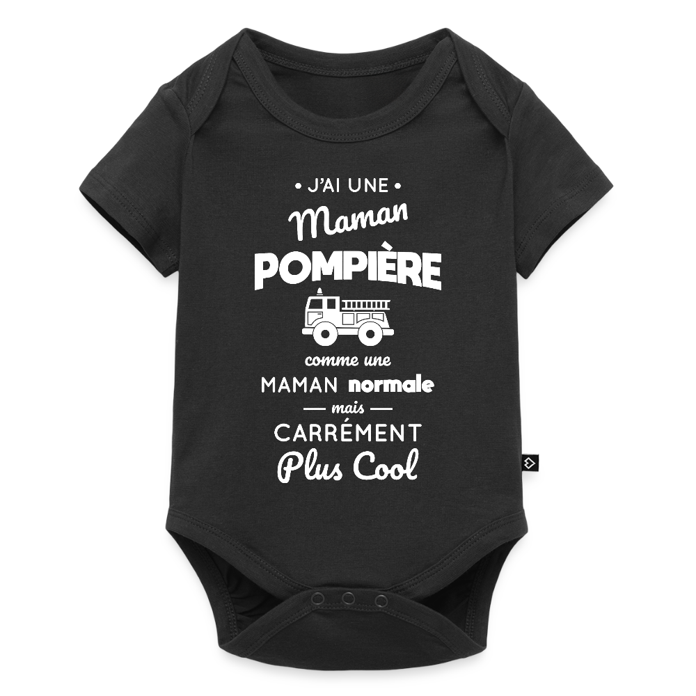 Body Bébé bio manches courtes - J'ai une maman pompière - noir