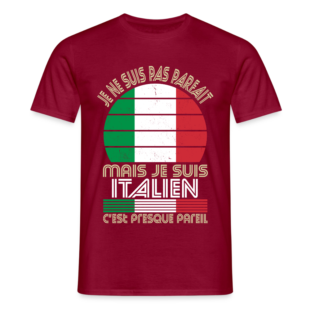T-shirt Italie homme humour – Je ne suis pas parfait mais je suis italien - rouge brique